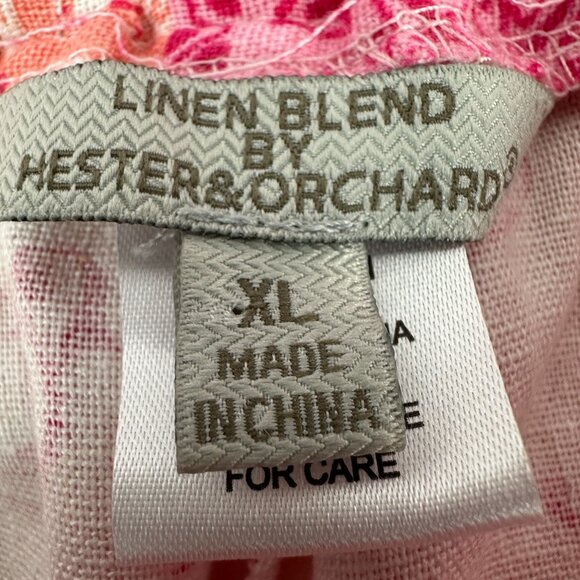 Hester & Orchard Womens XL Linen Blend Wide Leg Pants Pink Orange Patchwork - Picture 4 of 7